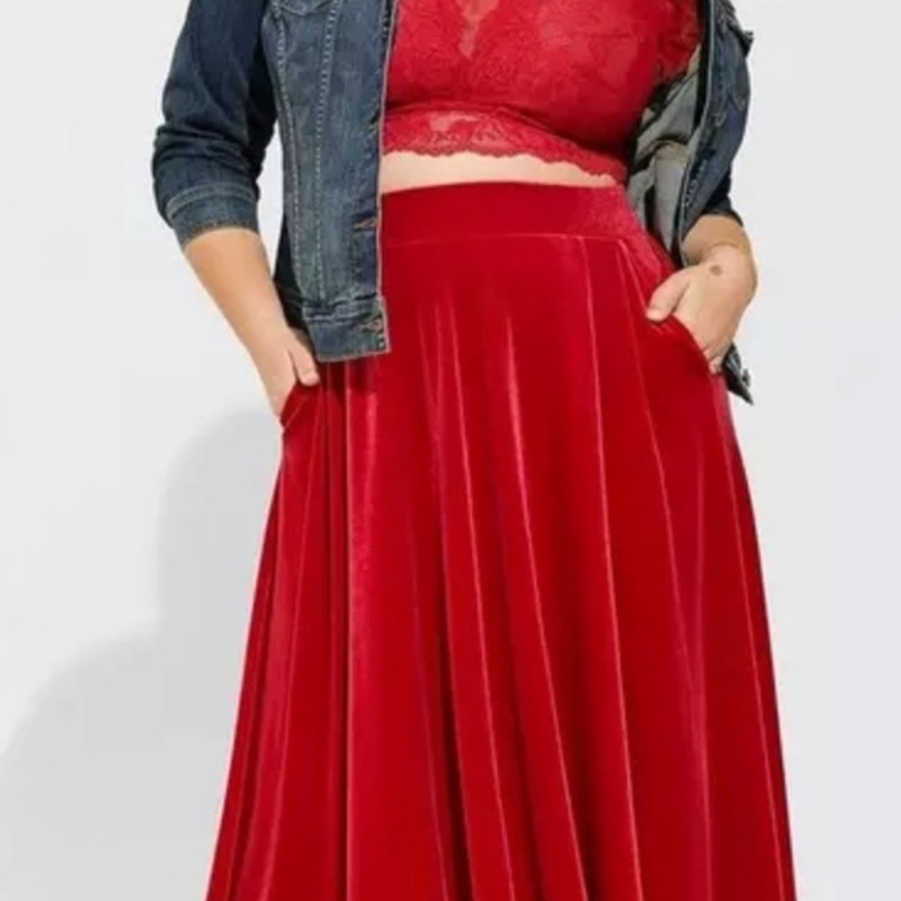 Torrid Red Velvet A-Line Skirt
